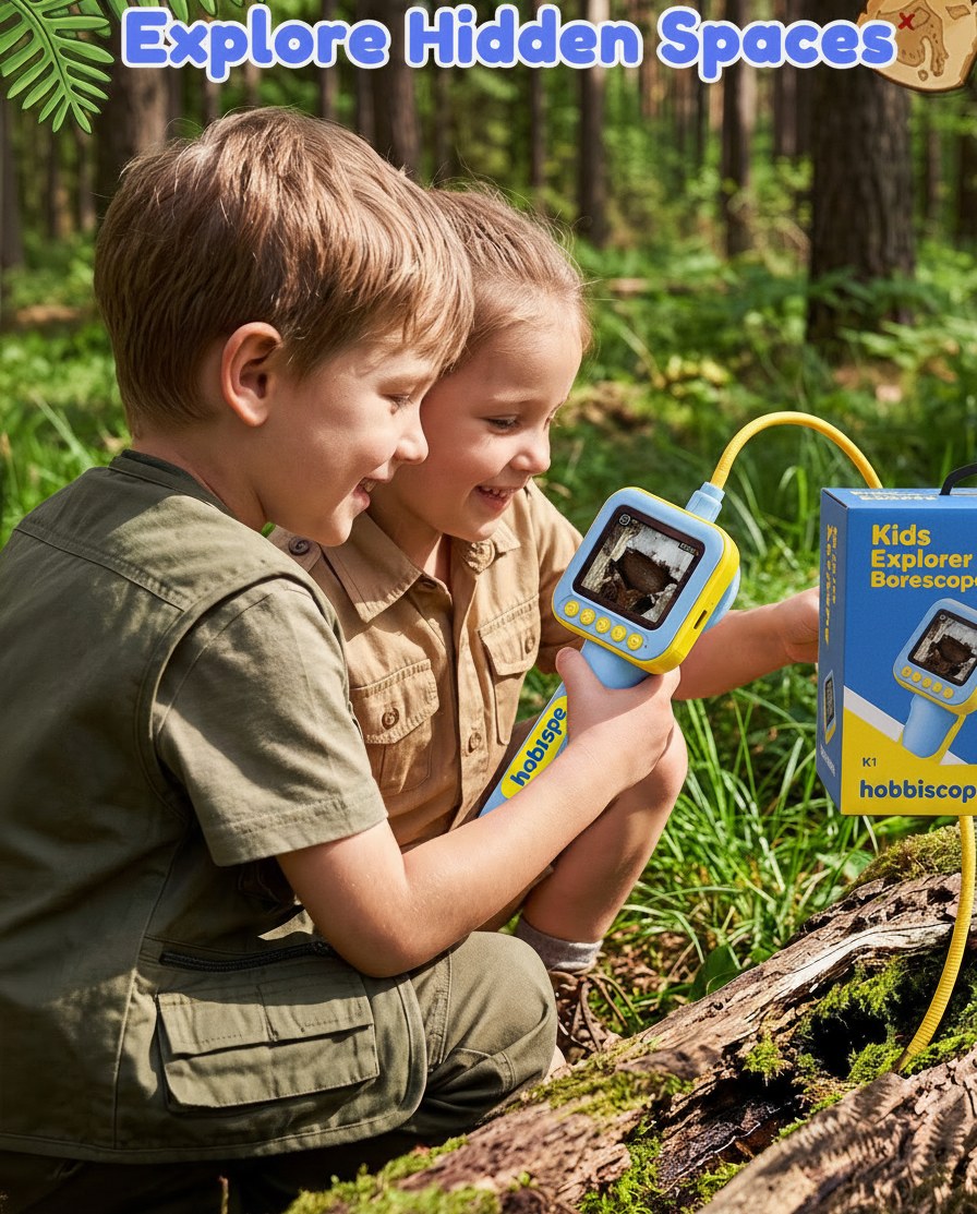 hobbiscope K1 Kids Borescope Camera with Light, 2.4" Screen STEM Toy