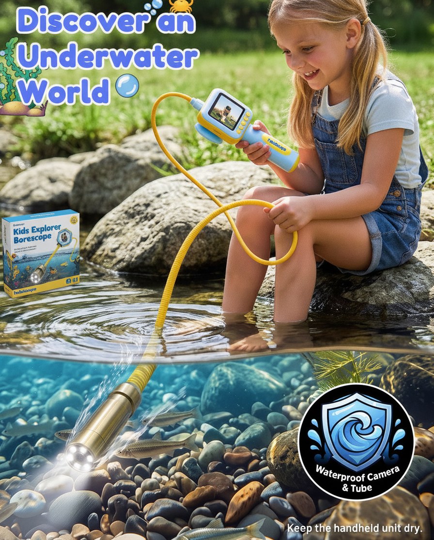hobbiscope K1 Kids Borescope Camera with Light, 2.4" Screen STEM Toy