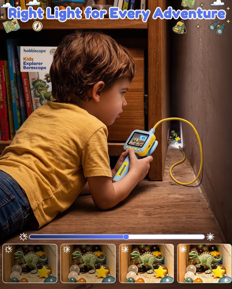 hobbiscope K1 Kids Borescope Camera with Light, 2.4" Screen STEM Toy