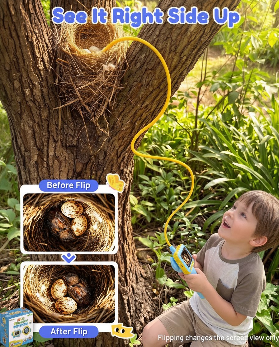 hobbiscope K1 Kids Borescope Camera with Light, 2.4" Screen STEM Toy