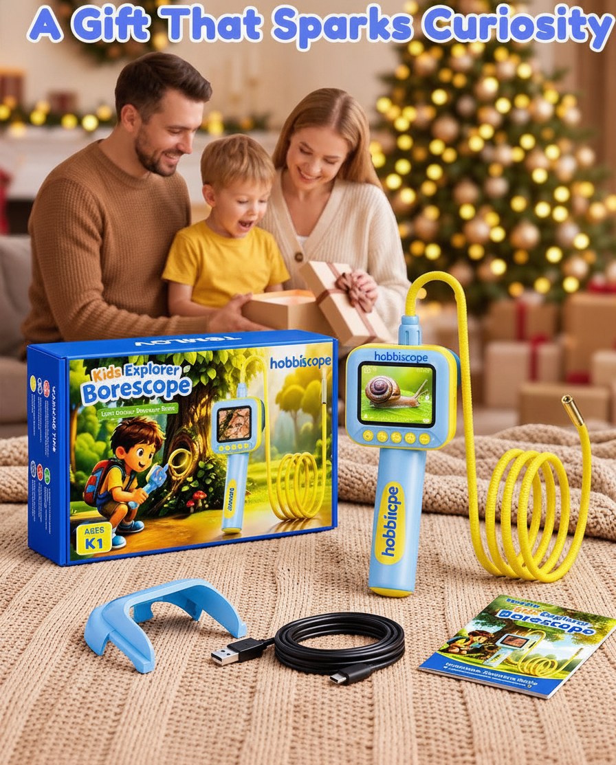 hobbiscope K1 Kids Borescope Camera with Light, 2.4" Screen STEM Toy
