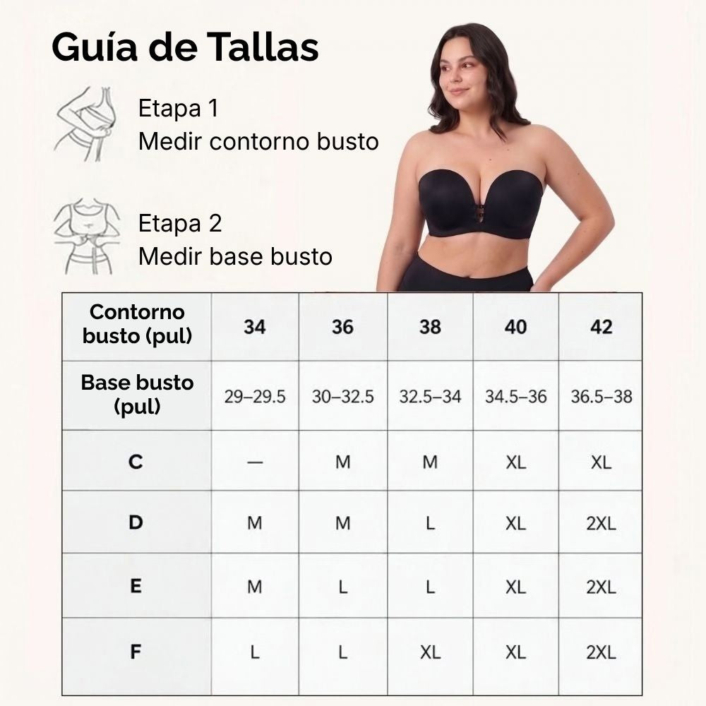 Brasier Strapless Con Triple Cierre Frontal